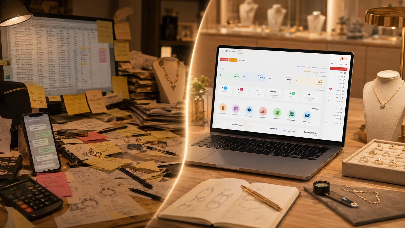 CRM תכשיטים למעבר מניהול באקסלים ווואטסאפ לתוכנה לניהול חנויות תכשיטים
